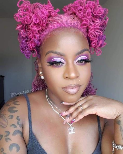 Pink Sisterlocks, Pink Microlocs, Locs Styles For Black Women, Micro Locs Styles, Black Scene Hair, Colored Locs, Styles For Black Women, Hair Movement, Shoulder Length Blonde