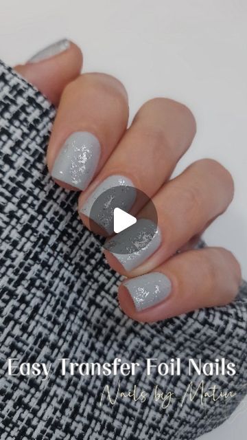 Foil Art Nails, Silver Foil Nail Art, Transfer Foil Nails, Transfer Foil Nail Art, Neutrals Aesthetic, Nail Care Diy, Foil Nail Art, Nail Art Products, Matte Top Coat