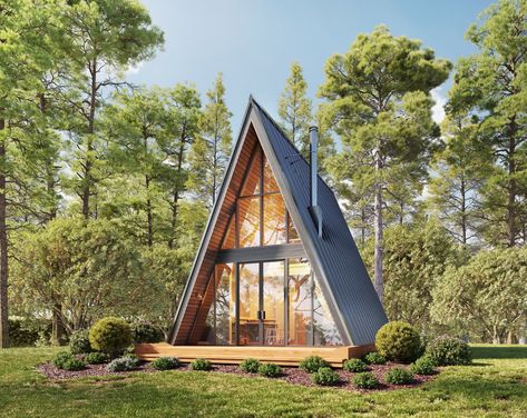 Buy 18' X 24' Modern A-frame Cabin Architectural Plans Online in India - Etsy A Frame Cabin 2 Bedroom, A Frame Cabin Small, Tiny A Frame Cabin Floor Plans, A Frame House Plans Small, Small A Frame House, A Frame Cabin Interior, A Frame Cottage, A Frame Cabin Floor Plans, A Frame Floor Plans