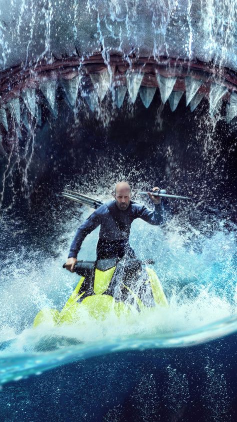 Meg 2 The Trench, Meg Movie, Madea Halloween, Meg 2, The Meg, Shark Photos, Shark Swimming, Fantasy Films, Jason Statham