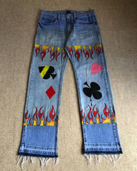 ❌SOLD❌ Custom jeans. #amagon_uks #amagonukscustoms . 1 of 1 Freehand painted,Bleached & Screen printed embroidery ~ Plastisol opaque. Loose straight leg Stretch Size: L Colour: Blue Price: Tsh. 37,000/= Location: Machinga Complex, Block A-42 & AB-45 📞/WhatsApp me 💬: +255715109572 . . . . . #fyp #custom #jeans #handpainted #viral #instagram #trending #diy #2024 #postoftheday #art #popular #streetwear #pinterest #graffitijeans #handmade #y2k #diyproducts #bleached #plastisol #poker #fireart #... Trending Diy, Printed Embroidery, Custom Jeans, Fire Art, Leg Stretching, 1 Of 1, Screen Printing, Bleach, Straight Leg