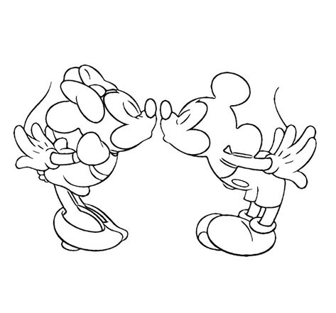 Mickey And Minnie Kissing Tattoo, Mickey And Minnie Outline, Mickey N Minnie, Disney Love Coloring Pages, Mickey And Minnie Drawing, Mickey And Minnie Love Drawing, Disney Couples Coloring Pages, Minnie Mouse And Mickey Mouse Drawings, Mickey And Minnie Drawings