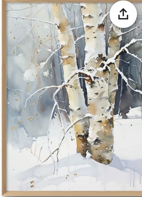 Christmas Watercolor Bookmarks, Winter Watercolors, 자작나무 그림, Watercolor Christmas Cards Diy, Tree Watercolor Painting, Painting Trees, Birch Tree Painting, Watercolor Workshop, Winter Watercolor