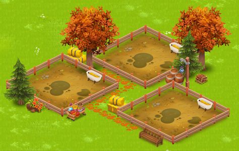 Hayday Layout Ideas Simple, Hay Day Animal Design, Hayday Farm Design Animals, Farmer George, Sheep Pen, Hayday Farm Design, Farm Layout, Meli Melo, Animal Pen