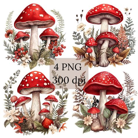 Red Mushroom Illustration, Toadstool Illustration, Red Toadstool, Fairy Tale Illustrations, Mother Nature Tattoos, Fairy Artwork, Diy Watercolor Painting, Fairytale Illustration, Bird Boxes