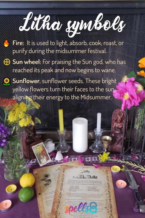 Summer Solstice Spells, Litha Symbols, Litha Altar Ideas, Summer Solstice Altar, Summer Solstice Activities, Litha Activities, Litha Correspondences, Litha Ideas, Litha Altar