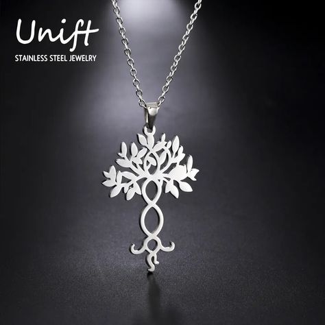 Unift DNA Tree of Life Necklace Stainless Steel Necklaces for Women Norse Amulet Family Genetics Women Aesthetic, Trendy Necklace, Tree Of Life Necklace, Necklace Chain Lengths, Trendy Necklaces, Viking Jewelry, Necklaces Jewelry, Chain Necklaces, Skyrim