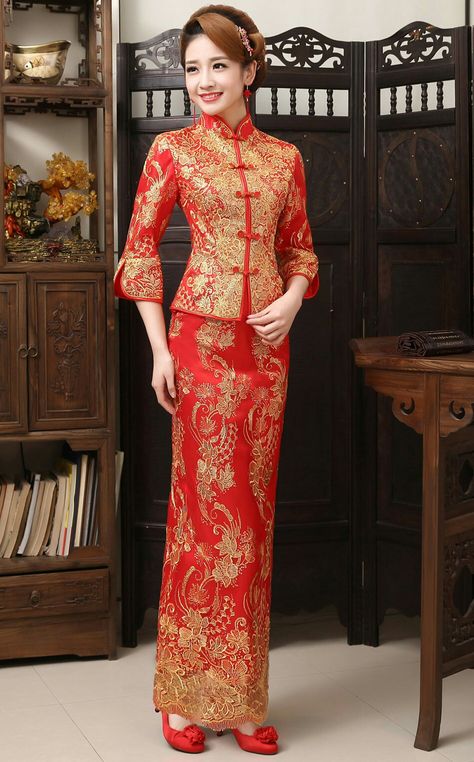 Chinese Dress Modern, Asian Attire, Moda China, Designs Clothes, Wedding Qipao, Asian Style Dress, Qi Pao, Chinese Traditional Dress, Chinese Dresses