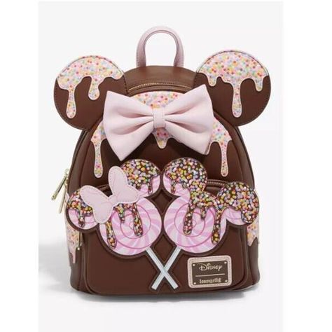 NWT Loungefly Disney Minnie Mouse Chocolate Sprinkle Lollipop Ears Mini Backpack Lollipop Chocolate, Mouse Chocolate, Lollipop Design, Chocolate Lollipop, Chocolate Lollipops, Loungefly Bag, Mickey And Minnie Mouse, Chocolate Sprinkles, Loungefly Disney