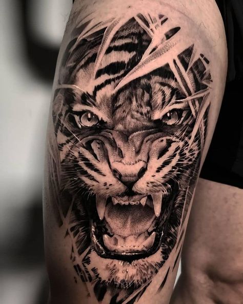 Tato Realis, Tiger Face Tattoo, Animal Tattoos For Men, Tiger Tattoo Sleeve, See Tattoo, Animal Sleeve Tattoo, Lion Tattoo Sleeves, Simple Tattoos For Guys, The Best Tattoos