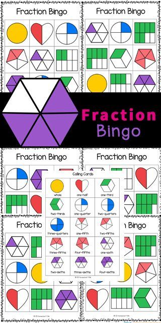 Fractions Craft, Fractions For Kids, At Home Classroom, Bingo Printable Free, Fraction Bingo, Fraction Activity, Identifying Fractions, Fraction Lessons, 123 Homeschool 4 Me