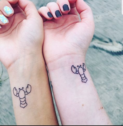 My "Your my lobster" tattoo I got with my best friend. M&E ❤ #friends My Lobster Tattoo, Lobster Tattoo, Tattoo Side, Claw Tattoo, Matching Best Friend Tattoos, My Lobster, Bestie Tattoo, With My Best Friend, Bff Tattoos