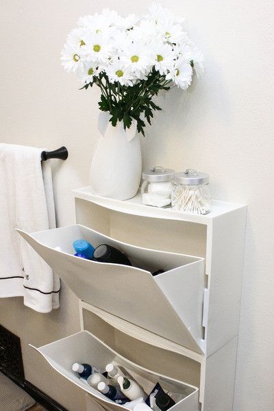 An Organization Powerhouse: IKEA Trones Trones Ikea, Ikea Trones, Ikea Hallway, Ikea Bathroom, Ikea Storage, Decor Baie, Small Bathroom Storage, Small Homes, Storage Hacks