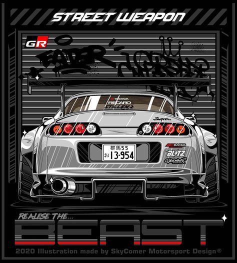 Jdm Illustration, Livery Design, Supra Mk4, Automotive Illustration, Cool Nike Wallpapers, Jdm Wallpaper, Cool Car Drawings, Automotive Artwork, Nissan 240sx