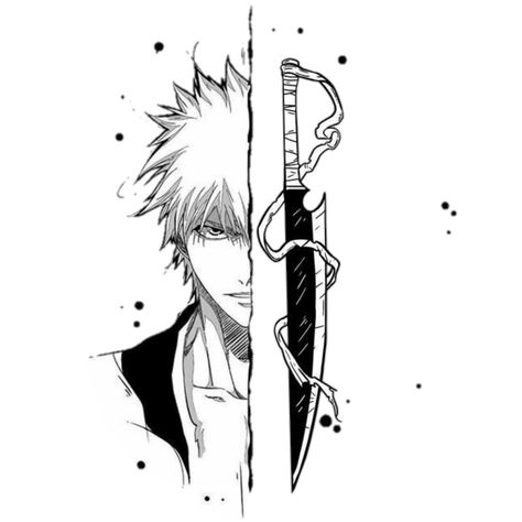 Bleach Anime Symbols, Simple Bleach Tattoo, Bleach Anime Drawings Easy, Ichigo's Swords, Bleach Swords Ichigo, Ichigo Kurosaki Tattoo Design, Small Bleach Tattoo, Ichigo Bankai Tattoo, Bleach Tatoos Ideas