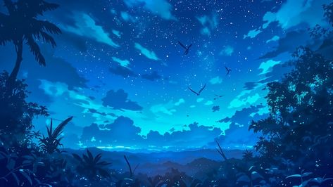 Anime Night Sky, Night Sky Illustration, Night Sky Aesthetic, Destop Wallpaper, Anime Night, Sky Illustration, Hd Wallpapers For Laptop, Free Business Card Mockup, Flyer Maker