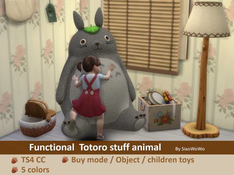 Totoro Sims 4, Mods Sims 4 Furniture, Sims 4 Ghibli Cc, Sims 4 Stuffed Animals Cc, Sims 4 Studio Ghibli Cc, Totoro Stuffed Animal, Totoro Stuff, Sims 4 Japanese Cc, Sims 4 Tsr