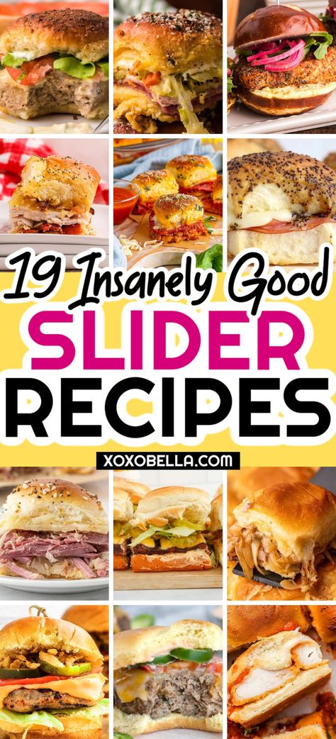 Slider recipes for those who love burgers but in miniature Frisco Melt Sliders, Slider Topping Sauce, What To Serve With Sliders Meals, Slider Boards For Parties, Different Types Of Sliders, Summer Sliders Recipes, Cheeseburger Hawaiian Roll Sliders, Slider Burger Recipes, Hawaiian Roll Slider Recipes