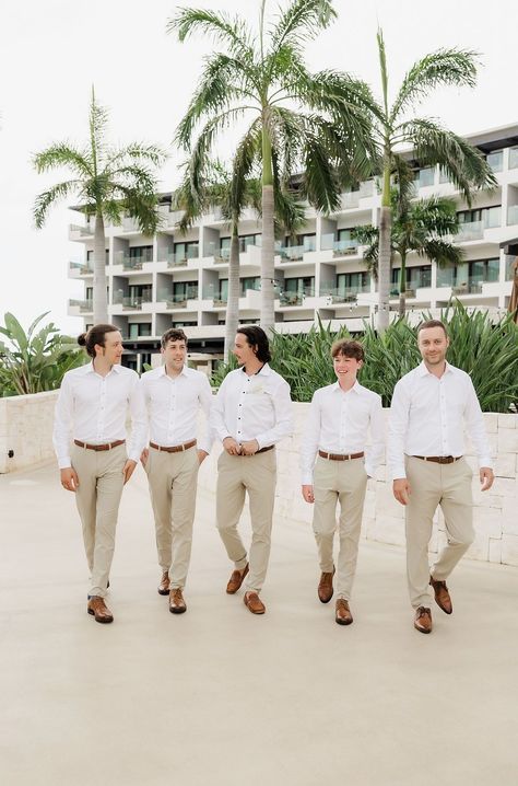 Wedding Khaki Pants, Kacki Pants Wedding Outfit Men, White Shirt And Kakis For Men Wedding, Groomsmen Kakhi Pants, Grooms Man Outfits Groomsmen, Tan And White Groomsmen Groom Attire, White Button Down Groomsmen, Khakis And White Shirt Wedding, White Shirt Khaki Pants Men Wedding