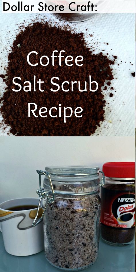 5 Minute DIY Coffee & Coconut Sea Salt Scrub Recipe » Dollar Store Crafts Sea Salt Scrub Recipe, Salt Scrub Recipe, Coffee Coconut, Sea Salt Scrub, Coconut Oil Coffee, Bath Scrubs, Sea Salt Scrubs, Homemade Scrub, Sugar Scrub Recipe