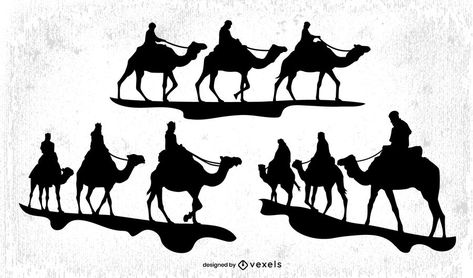 Three Wise Men Painting, Camel Silhouette, Multiple Canvas Paintings, Camels Art, The Three Wise Men, Nativity Silhouette, Silhouette Drawing, Silhouette Tattoos, Nativity Scenes