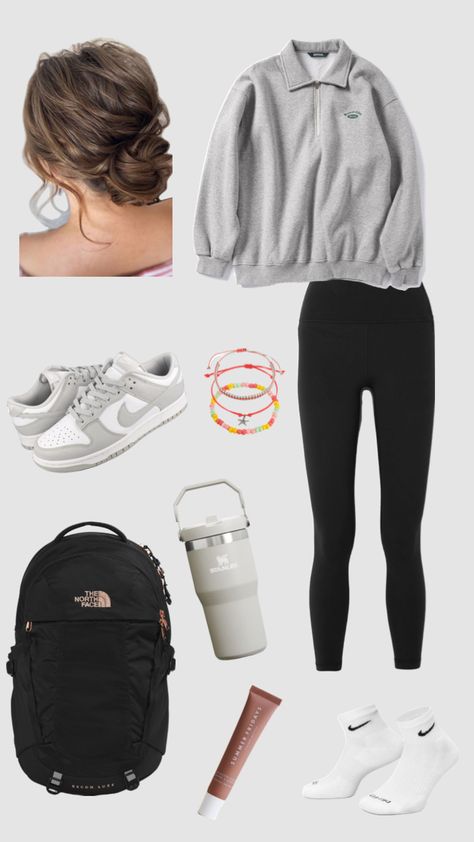 Outfits With Black Leggings For School, Leggins Outfits School, Leggins Outfit, Outfit For School, Black Leggings Outfit, Casual School Outfits, Girls Girl, Hair Clothes, School Fits