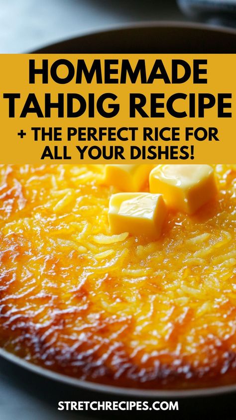 Discover the art of making Homemade Tahdig, the crispy golden layer of Persian rice that everyone loves! Using Basmati rice, this recipe delivers the perfect texture and flavor. If you're new to Persian cuisine, this dish is a must-try. Save this recipe now and click through for the complete guide! Golden Rice Recipes, Orange Rice Recipe, Basmati Rice Recipes Easy, Persian Rice Recipe, Tahdig Recipe, Basmati Rice Recipe, Bag Of Rice, Best Rice Recipe, Persian Dishes