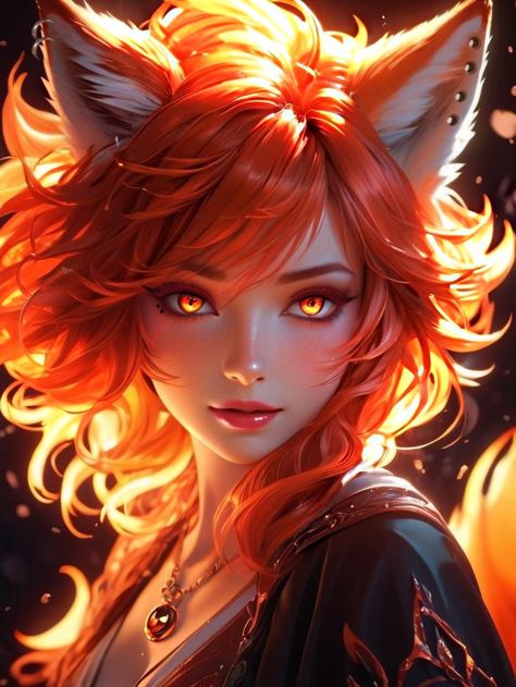 Ffxiv Miqo'te, Phoenix Wallpaper, Fox Girl, Animals Pictures, Japon Illustration, Fox Art, Anime Cat, Orange Hair, Digital Art Girl