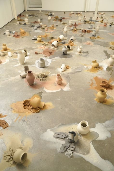 Ceramics-Installation-Karin-Lehmann-EclecticTrends Pottery Sculpture, Sculpture Installation, Contemporary Ceramics, Land Art, Art Plastique, Art Abstrait, Exhibition Design, Ceramic Sculpture, The Floor