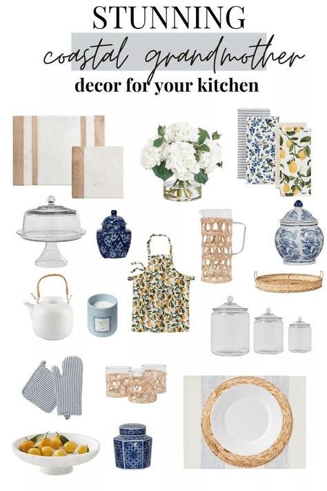 Coastal Grandmother Aesthetic Kitchen, Lake Kitchen Decor, Grandma Coastal Chic, Costal Granddaughter Kitchen, Coastal Grandmother Kitchen Aesthetic, Coastal Grandmother Style Decor, Coastal Grandmother Aesthetic Apartment, Coastal Grandma Kitchen Decor, Coastal Grandmother Decorating