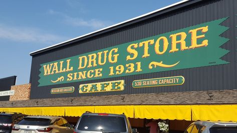 You could easily spend all weekend browsing through Wall Drug in Wall, South Dakota. With 76,000 square feet of shops, it's a huge tourist attraction. South Dakota Road Trip, South Dakota Vacation, South Dakota Travel, Celebrity Travel, Travel South, Oh The Places Youll Go, South Dakota, Vacation Destinations, Tourist Attraction