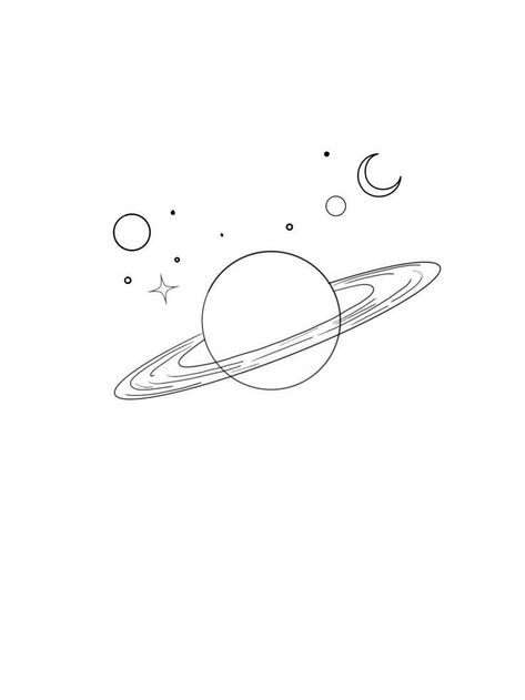 Saturn Outline Tattoo, Saturn Tattoo Design, Saturn Tattoo, Fine Line, Tattoo Design, Small Tattoos, Tatting, Tattoo Designs, Tattoos