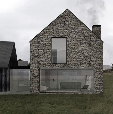 Glass Corridor, Scottish House, Scottish Countryside, Self Build Houses, Self Build, Stone Farmhouse, Irish Cottage, Cottage Renovation, Stone Architecture