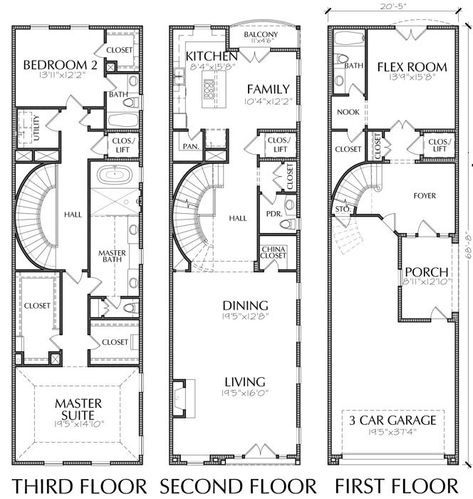 New Townhomes Plans, Narrow Townhouse Development Design, Brownstones – Preston Wood & Associates Narrow Townhouse Plans, Townhouse With Garage, Narrow Townhouse, Townhouse Development, Luxury Condominium, Duplex Floor Plans, Narrow House Plans, Tent House, Architecture Blueprints