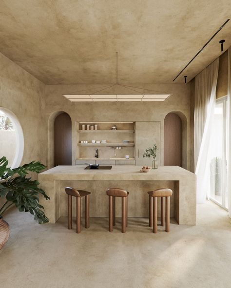 Plaster Kitchen, Muji Home, Clay Plaster, Mediterranean Interior, Modern Villa Design, House Color Palettes, Natural Clay, Dream House Interior, Cafe Interior