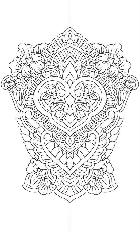 Ornamental Backpiece Tattoo, Mandala Back Tattoo Design, Ornamental Geometric Tattoo, Ornaments Tattoo Design, Ornamental Back Tattoo Design, Mandala Back Tattoo Women, Back Tattoo Template, Ornamental Tattoo Design Mandalas, Ornamental Tattoo Back