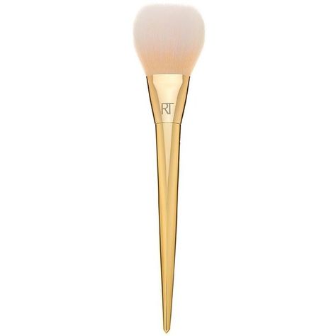 Real Techniques Bold Metals Collection 100 Arched Powder Makeup Brush... ($26) ❤ liked on Polyvore featuring beauty products, makeup, makeup tools, makeup brushes, beauty, fillers, brushes, yellow and synthetic makeup brushes Real Techniques Eye Brushes, Real Techniques Powder Brush, Real Techniques Foundation Brush, Rose Gold Makeup Brushes, Makeup Brush Set Real Techniques, Makeup Materials, Brushes Makeup, Beauty Habits, Beauty Brushes