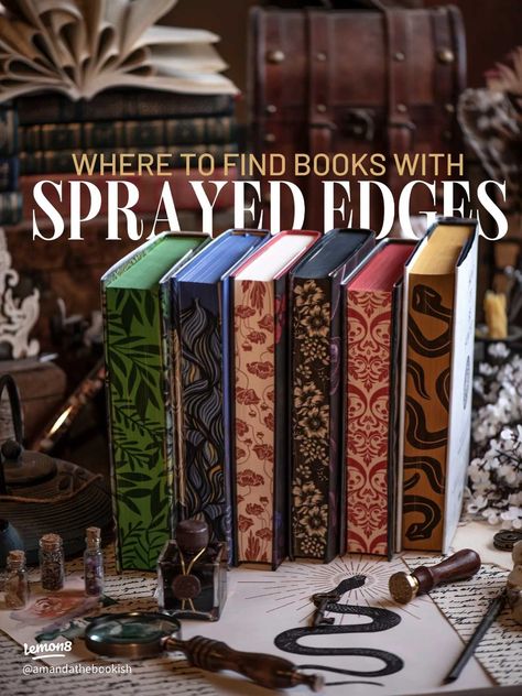 Where to Find Sprayed Edge Books | Gallery posted by Amanda 🍷🐾📚 | Lemon8 Stenciled Edges Books, How To Spray Book Edges, Books With Sprayed Edges, Diy Book Edges, Diy Sprayed Book Edges, Fore Edge Painting Books, How To Paint Book Edges, Sprayed Book Edges, Painting Book Edges