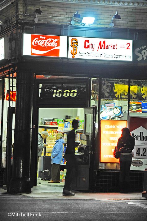 City Market At Night,Tenderloin, San Francisco By Mitchell Funk www.mitchellfunk.com Tenderloin San Francisco, City Market, San Fran, Dream City, Coven, Santa Monica, Travel Usa, At Night, San Diego