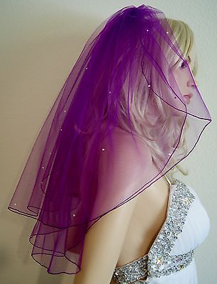 Purple wedding veil Purple Wedding Veil, Moana Wedding, Bridal Bouquet Purple, Purple Veil, Pink Bridal Shoes, Navy Wedding Flowers, Bouquet Purple, Purple Bridal Bouquet, Bridal Shower Decorations Diy