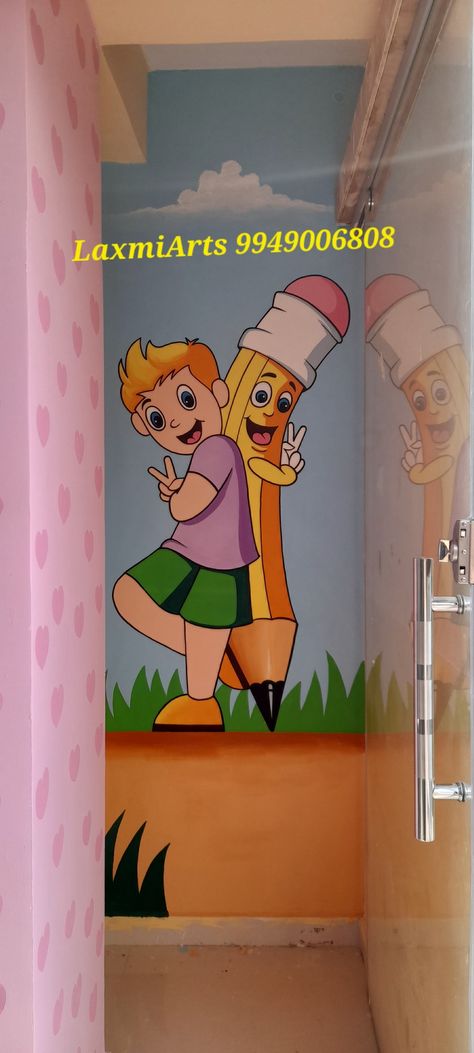 Cartoon Paintings, Cartoon Wall Painting, Career Day, School Cartoon, Cartoon Wall, Cartoon Painting, Wall Paintings, Cartoon Characters, Wall Painting