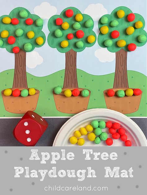 Apple Play Doh Mats, Thema Fruit, Playdoh Mats, Ball Pit Balls, Fine Motor Development, Tree Study, Playdough Mats, Apple Season, Motor Development