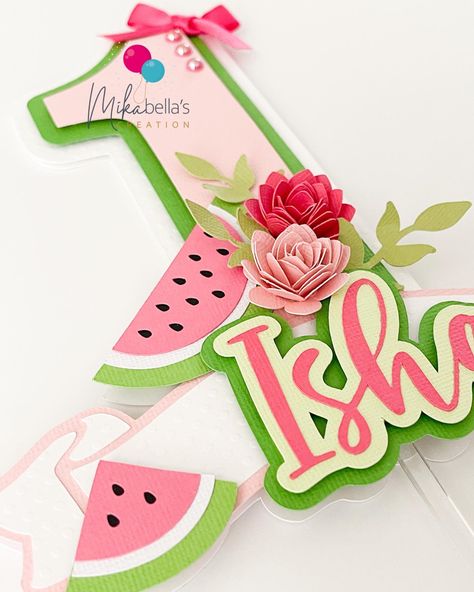 Watermelon Cake Topper, Watermelon Birthday Parties, Birthday 2023, Watermelon Cake, Watermelon Party, Watermelon Birthday, Paper Cake, Custom Cake Toppers, 3d Paper