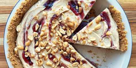 No-Bake PB&J Cheesecake Recipe Peanut Butter And Jelly Cheesecake, Jelly Cheesecake, Pizza Grilled Cheese, No Bake Peanut Butter, Chunky Peanut Butter, Peanut Butter And Jelly, Peanut Butter Jelly, Easy Peanut Butter, Fruit Jam