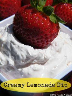 Creamy Lemonade Dip - Get your fruit ready for this amazing dip!  #summerfood #dip #fruitdip Lemonade Dip, Dip For Fruit, Creamy Lemonade, Dry Cakes, 3 Ingredient Recipe, Fruit Trays, Lemonade Concentrate, Sweet Dips, 3 Ingredient Recipes