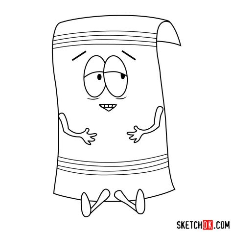 South Park Simple Drawing, South Park Outline, Towelie Tattoo, How To Draw South Park Characters, Southpark Drawings, Southpark Tattoo, South Park Sketch, Pec Tattoo, Artist Pov