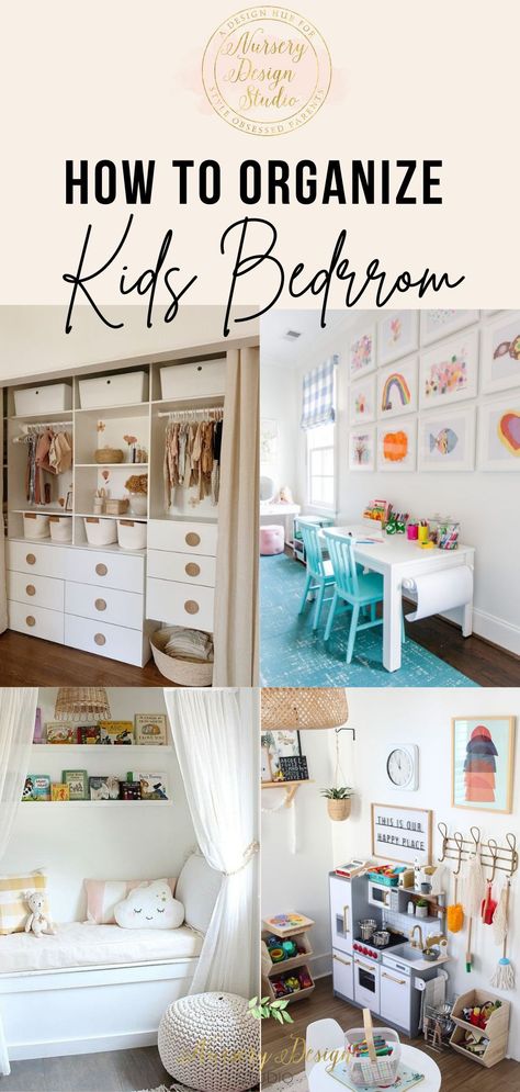 Wondering how to organize kids bedroom? Isn't it amazing how children's rooms seem to accumulate everything from toys to books, clothes, and more? How To Organize Toys In Bedroom, Kid Bedroom Storage Ideas, Organizing Girls Bedroom, Toddler Girl Bedroom Organization Ideas, Organize Toddler Room, Organizing Toddler Room, How To Organize Kids Toys, Organize Kids Closet, Kids Bedroom Organization Ideas