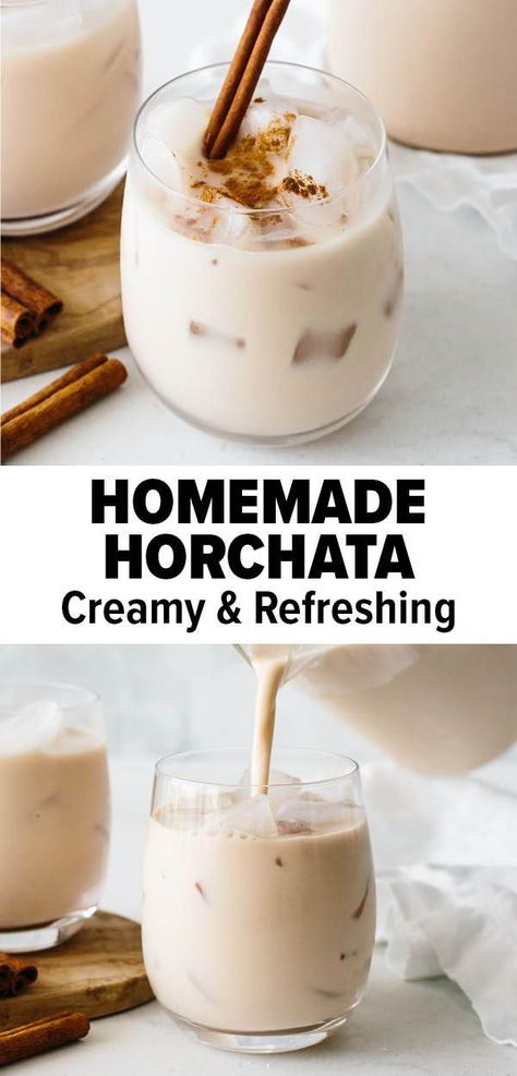 Agua Horchata, Horchata Recipe Mexican, Easy Horchata Recipe, How To Make Horchata, Horchata Drink, Mexican Drink Recipes, Mexican Horchata, Homemade Horchata, Horchata Recipe