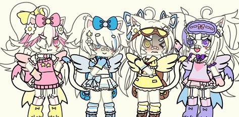 Gacha Twins Oc, Gacha Family Oc, Gacha Adoptables, Kid Core Outfits, Gachalife Girl Outfits, Ocs Ideas, Gacha Things, Gacha Outfit, Gacha Ocs