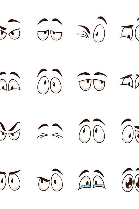 Download Cartoon eyes. Comic character eye expressions smiling, cryin (1006668) today! We have a huge range of Icons products available. Commercial License Included.#Facegraphic #Facegraphicdesign #Facegraphicdesigncartoon #Inkblot  #Inkblotcartoon #Inkblotcartoonstyle Cartoon Face Features, Cartoon Eye Expressions, Eyes Expression Reference, Eye Expressions Drawing, Cartoon Eye Styles, Cartoon Eyes Cute, Smilies Emoji, Cartoon Eyes Reference, Eyes Drawing Cartoon